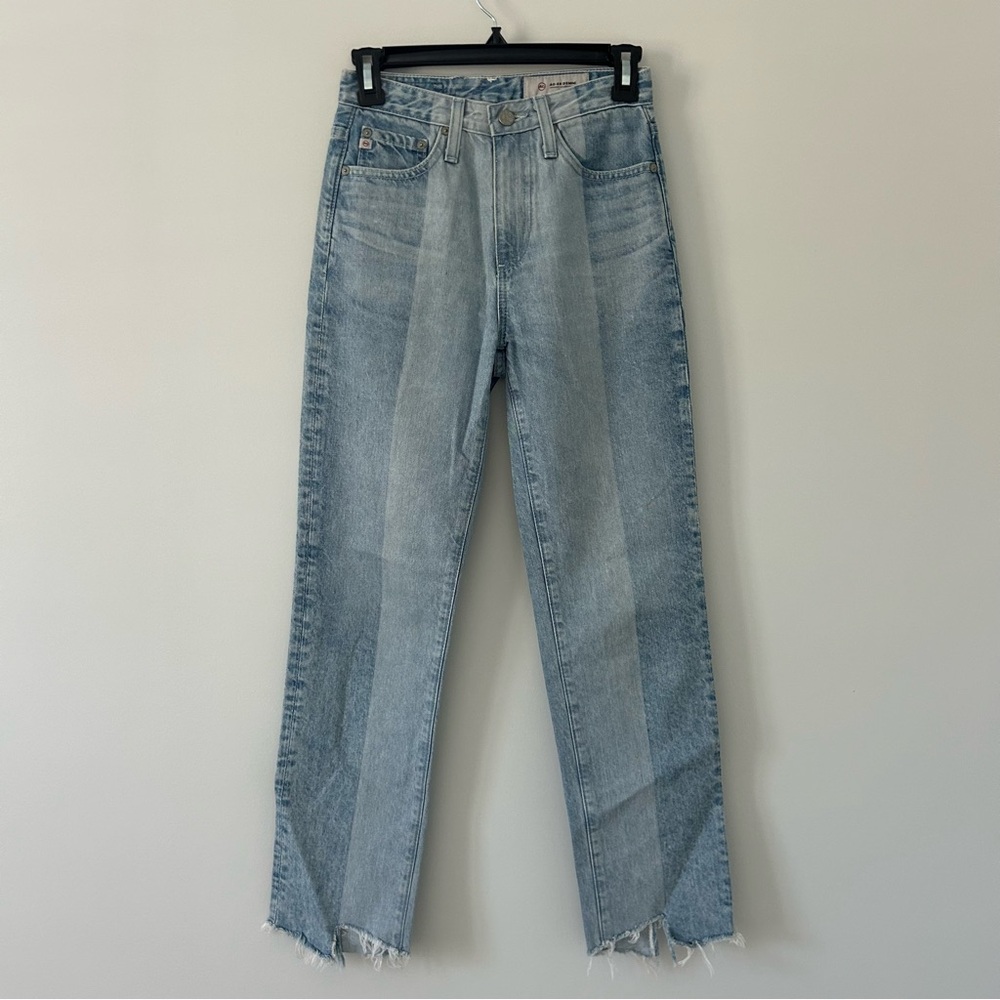 Ag Adriano Goldschmied Two-Tone Light Blue Straight Jeans